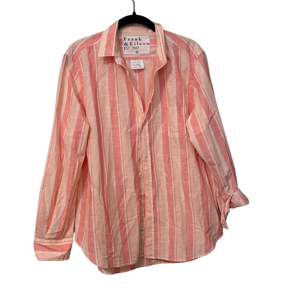 Frank & Eileen 100% Cotton Eileen Pink Striped Button Up Shirt Size Medium